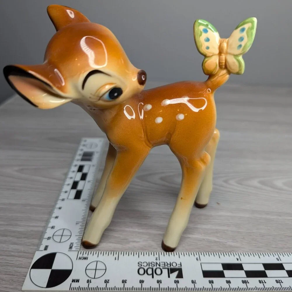 Vintage Walt Disney Productions Bambi w/ Butterfly Figurine Made in Japan